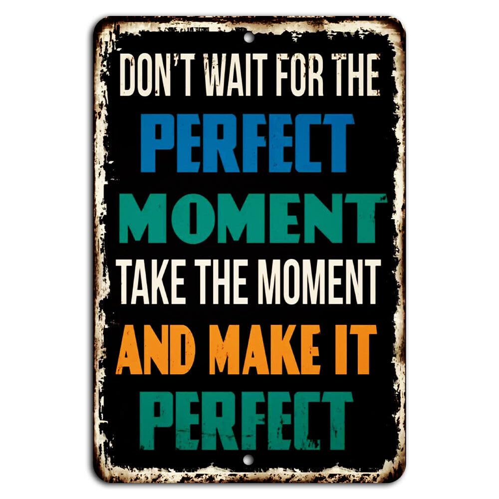 Don’t Wait for the Perfect Moment, Take It Motivational Rustic Sign metal signs Signs & Plaques home decor 12x8 inch/30x20cm