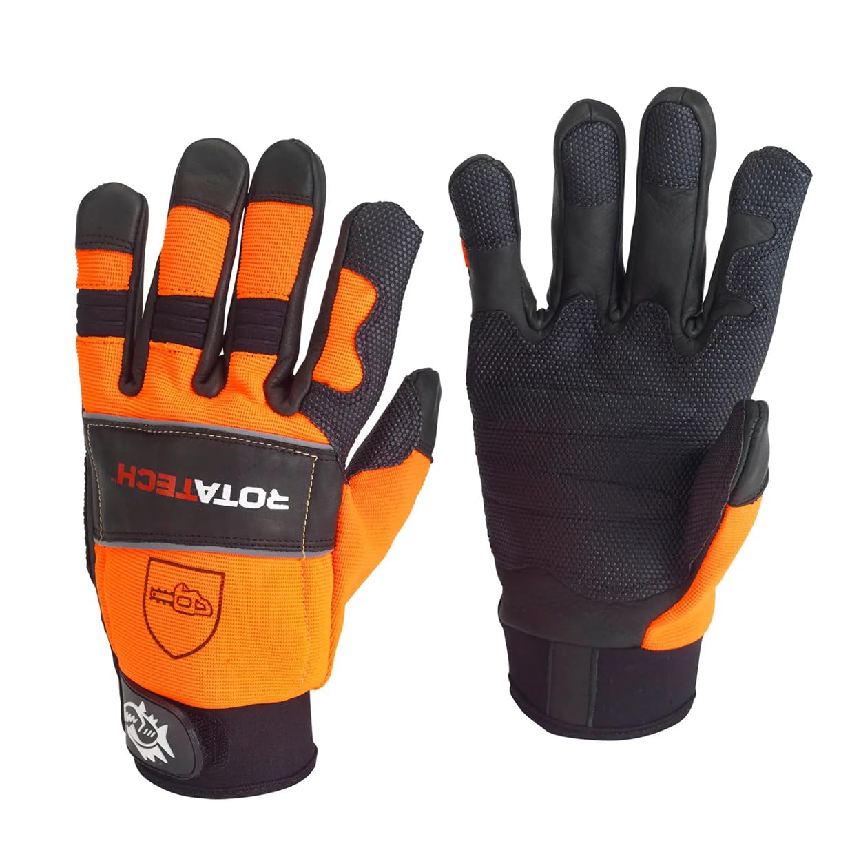 Rotatech Gants de sécurité pour tronçonneuse - Qualité supérieure - Classe 1 - S à L (taille 10/L)