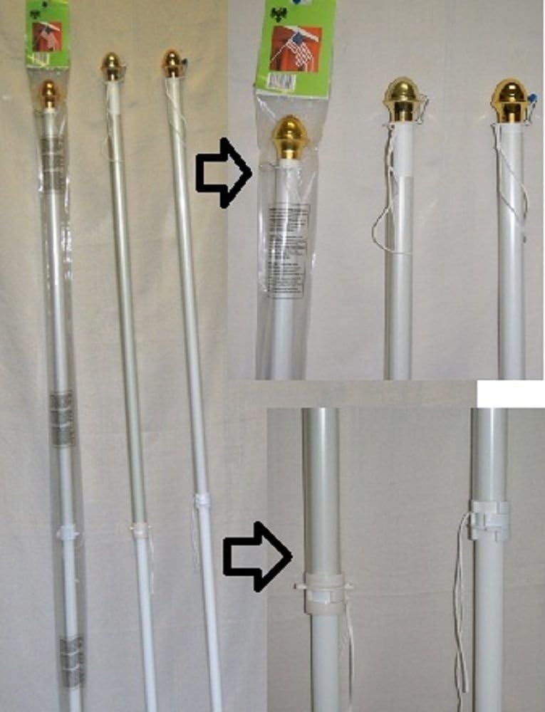 AES 5' Fiberglass White Non Tangle Tube Flag Pole Kit