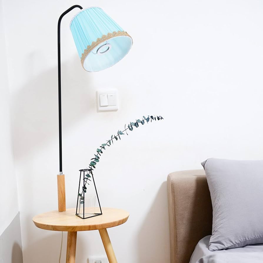 Abat-jour Cylindrique En Tissu Bleu Mat – 14 Cm De Diamètre, Pour Lampe De Bureau Ou Lampadaire – Déco Salon/chambre
