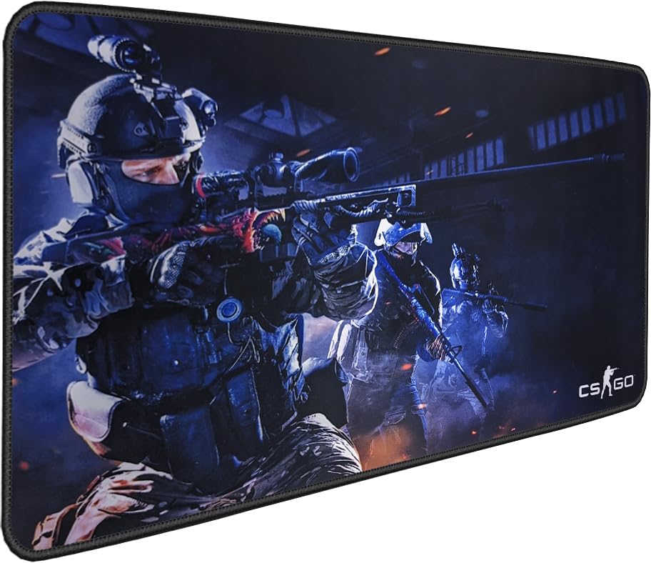 Image of Large Extended Long 700 x 300 mm Mouse Pad for Keyboard & Mouse | Water Resistant Anti Slip Surface Ideal for Office Home and Gaming Setup (CS GO Blue -1)