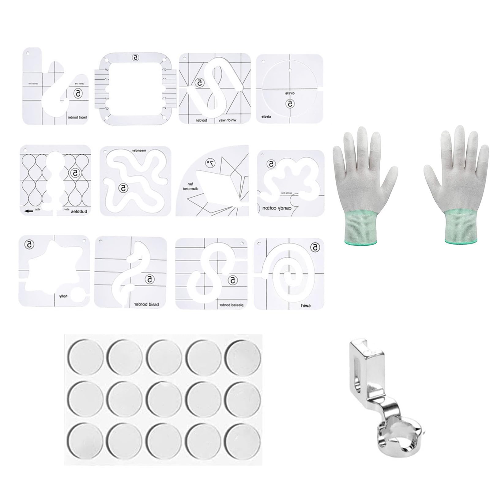 15 pezzi Frees Motion Quilting Template Righello Acrilico Quilting Righello Modello Quilting Stencil Quilting Strumento di cucito Righello