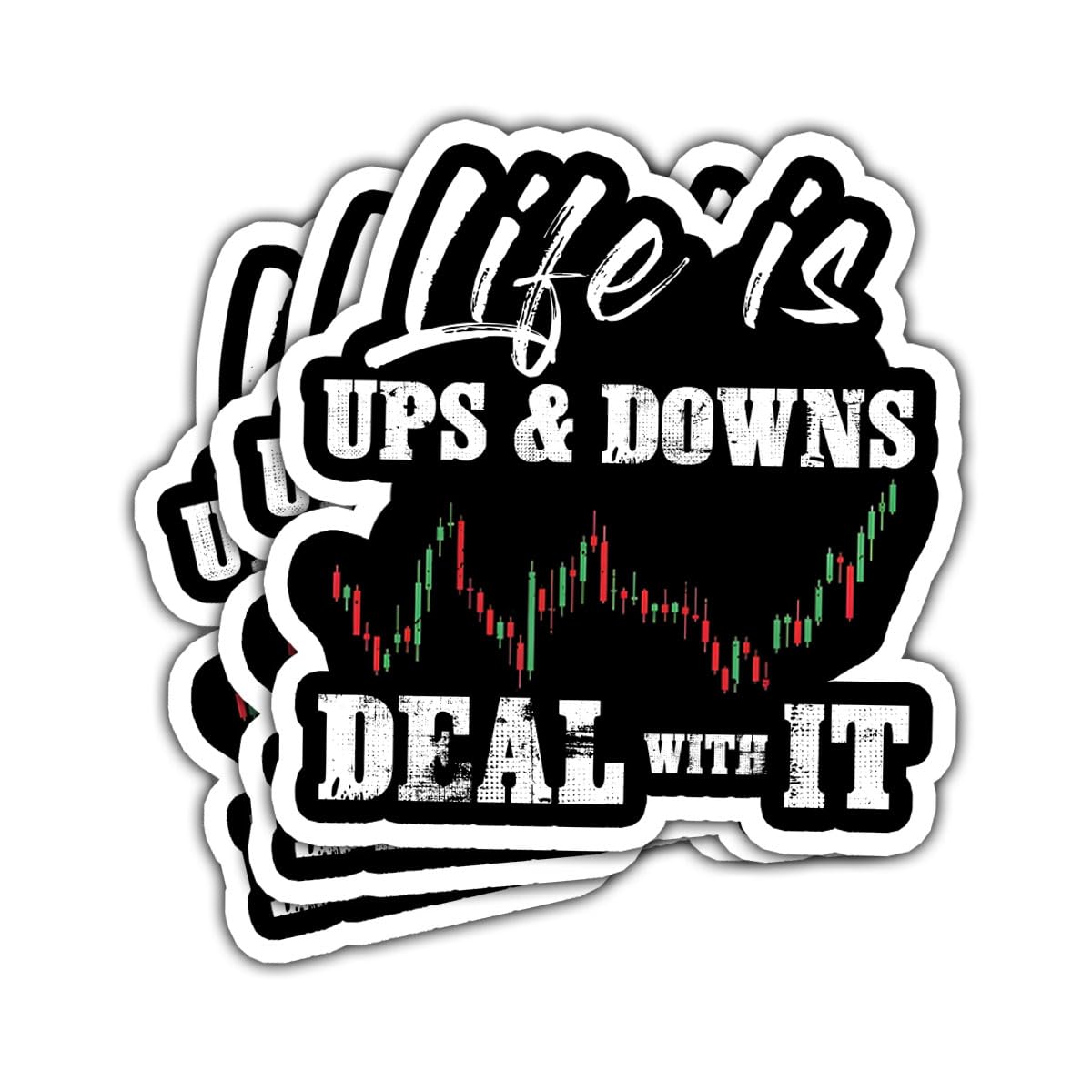 3Pcs Life is Ups and Downs Day Trader Stock & Forex Trading Sticker | Day Trader Forex Trading Chart Stock Trading Accessories Stickers Gift Laptop