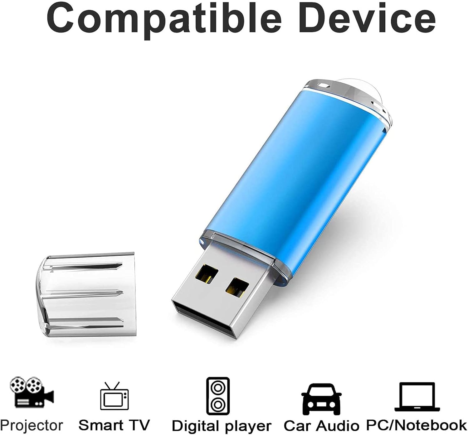 TOPESEL 5 Pack 64GB USB 2.0 Flash Drive Memory Stick Thumb Drives (5 Mixed Colors: Black Blue Green Red Silver)