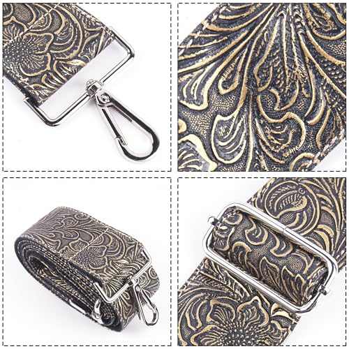 Image of Purse Straps Replacement Crossbody,Crochet Purse Strap for Handbags,Wide Shoulder Straps for Bags(5-Carved Copper Gold)