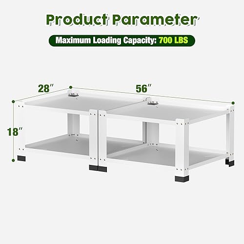 Miniatura 2 de Pedestal de lavandería de 18 pulgadas de altura, pedestales para lavadora y secadora con estantes de almacenamiento, capacidad de peso de 705