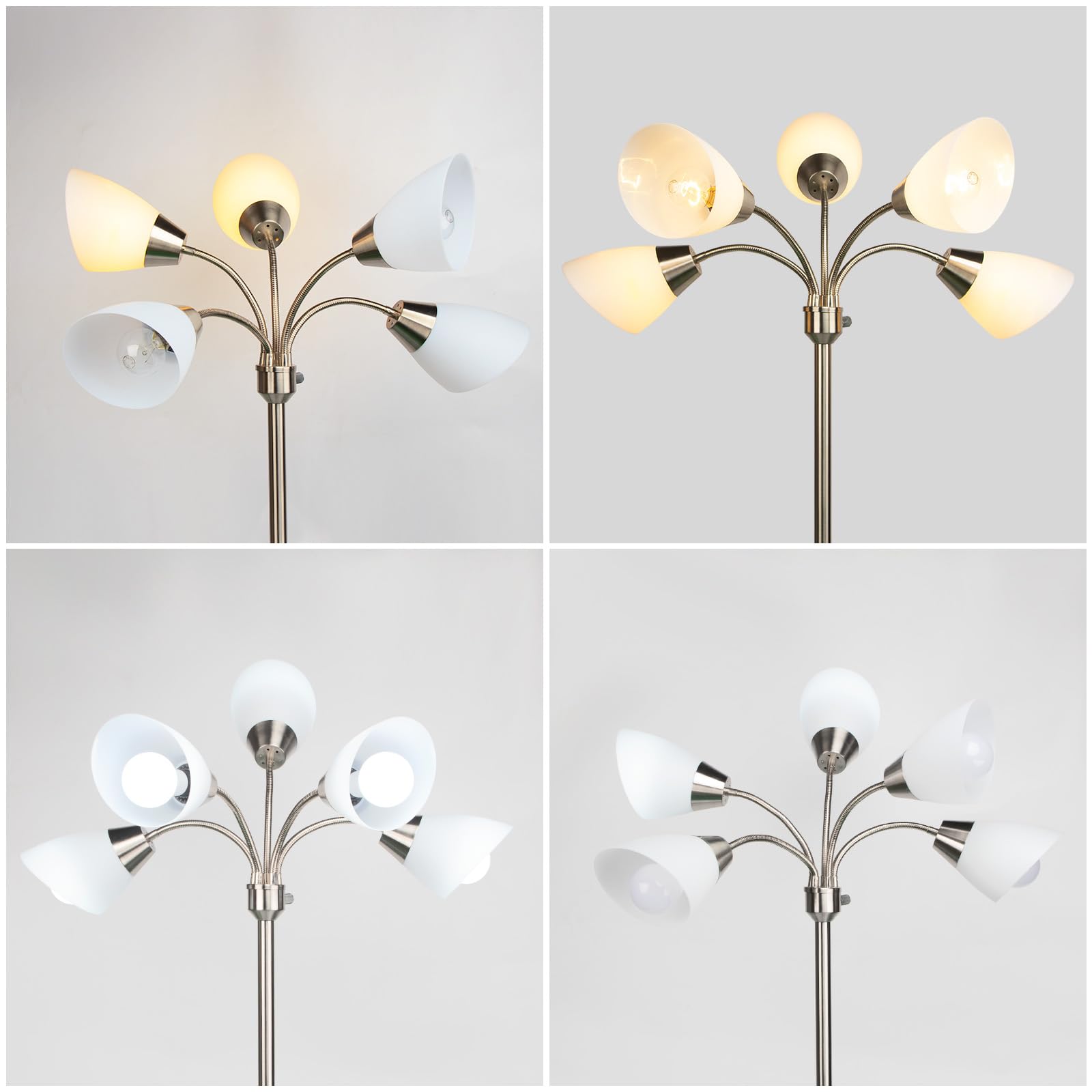 FIRVRE Klassische Stehlampe Wohnzimmer, Leselampe Wohnzimmer Industrial Style, Schmale Stehlampe Vintage mit 5 Flammig für Büro Schlafzimmer Sofa Studio
