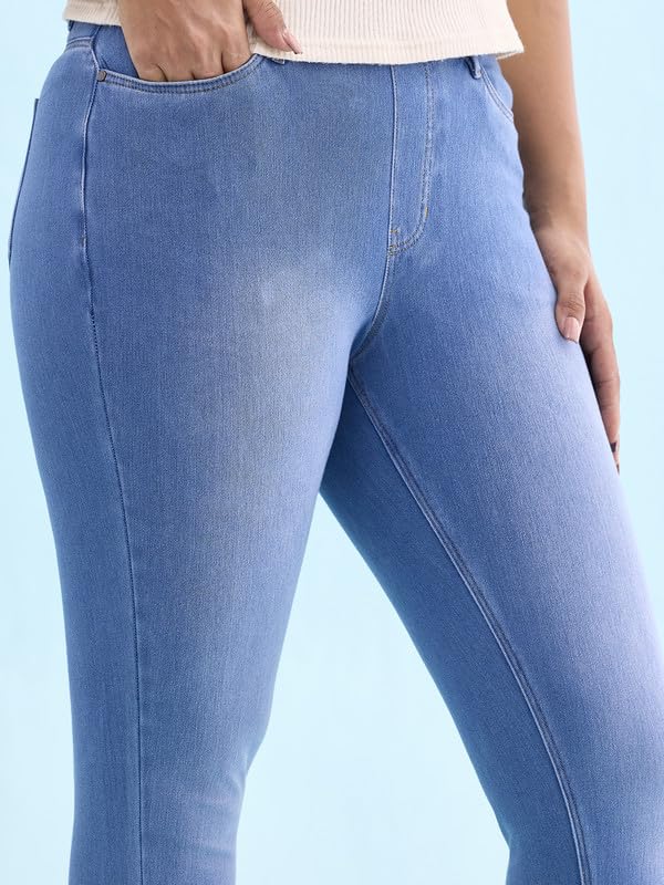 Image of GO COLORS Women Slim Mid Rise Cotton Premium Denim Jeggings