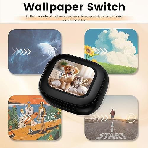 Miniatura 6 de Auriculares inalámbricos, auriculares Bluetooth 5.4 intrauditivos con pantalla táctil inteligente, auriculares con cancelación de ruido ANC, tiempo