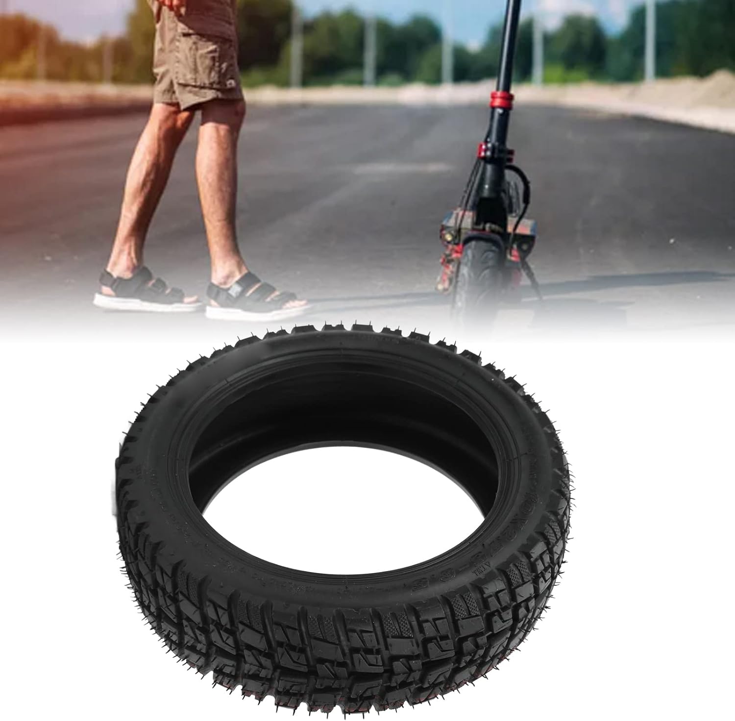 VINGVO 10x2.75‑6.5 Tubeless Tire, Electric Scooter Tire Compression Resistance Thickened Strong Shock Absorption 10 Inch Electric Scooter ExplosionProof Tubeless Tire for Electric Scooter