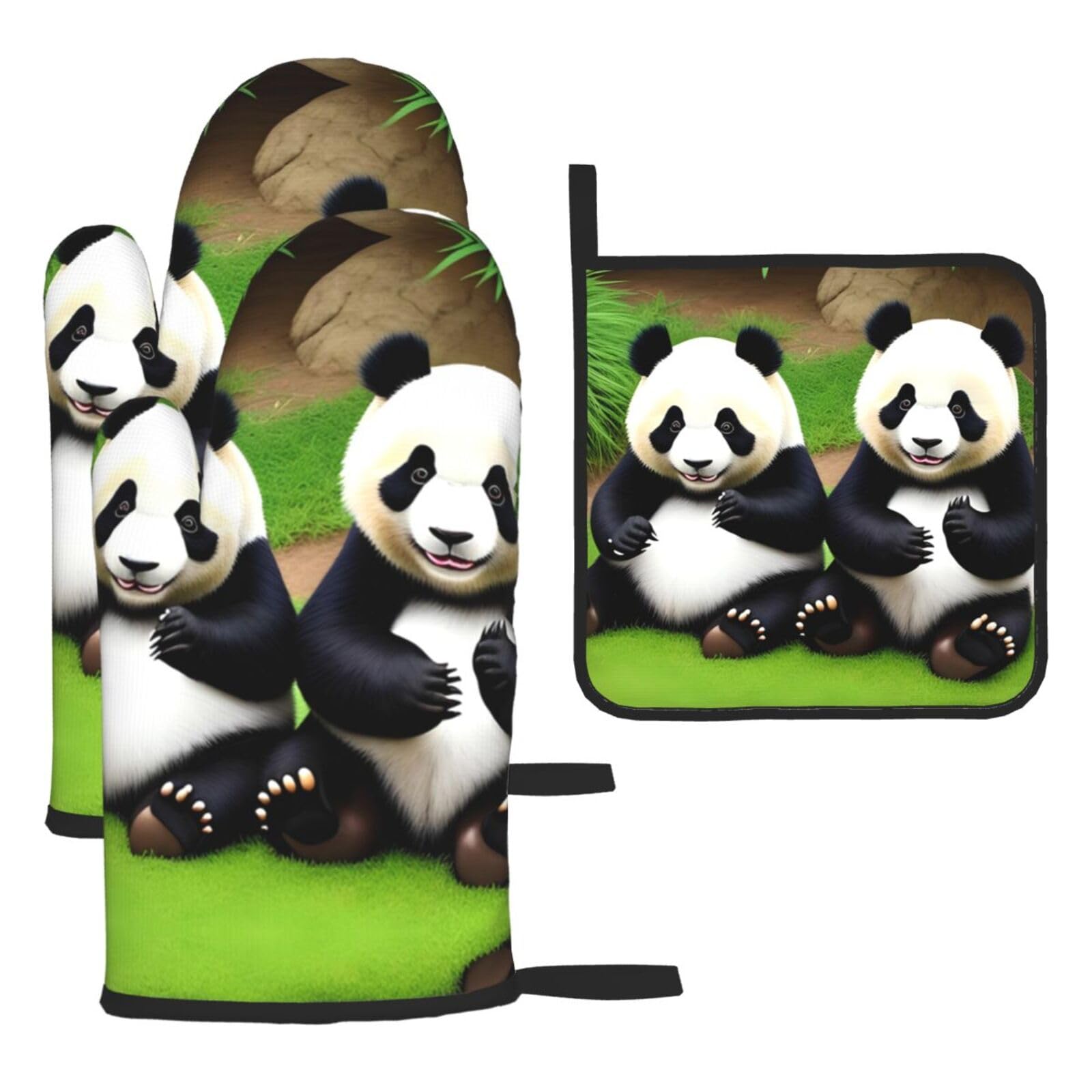 Maniques cuisine isolantes panda pour cuisiner en famille