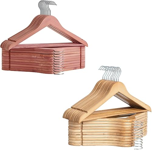 StorageWorks Paquete de 40 perchas de madera natural, perchas de ropa resistentes para camisas, chaquetas, pantalones