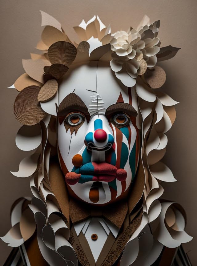 Tableau clown triste GerRit 58 x 90 cm décoration murale toile marron