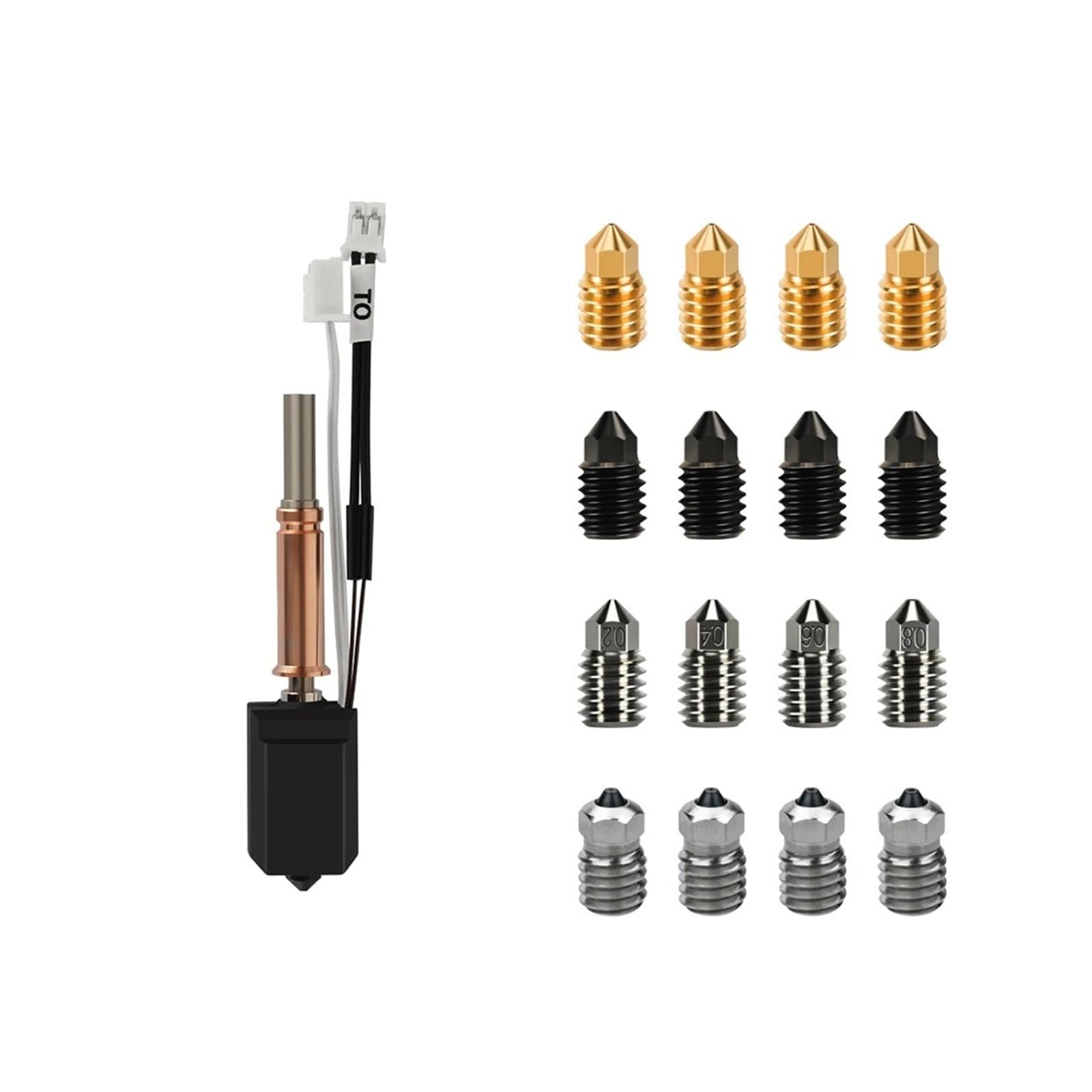 for 3 V2/V2 Combo Hot End Kit Upgrade Keramik 3D Drucker Messing gehärtete Stahl Düse(HK-BHPBM-2468)