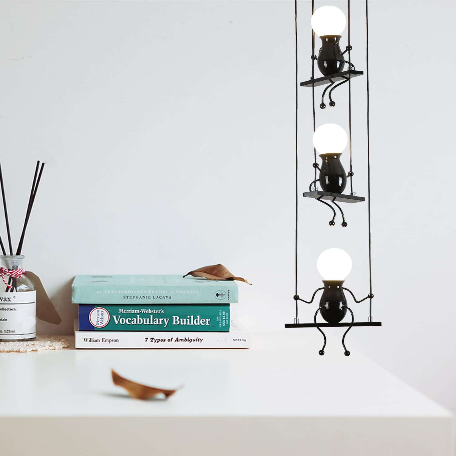 3 Decken Hängeleuchte Schlafzimmer Kreativ Kleine Leute LED Hängeleuchte Verstellbar Dekorativ Hängeleuchten Esszimmer Eisen Cartoon Figur Kronleuchter Deckenleuchten E27 Fassung Einbrennlackierung