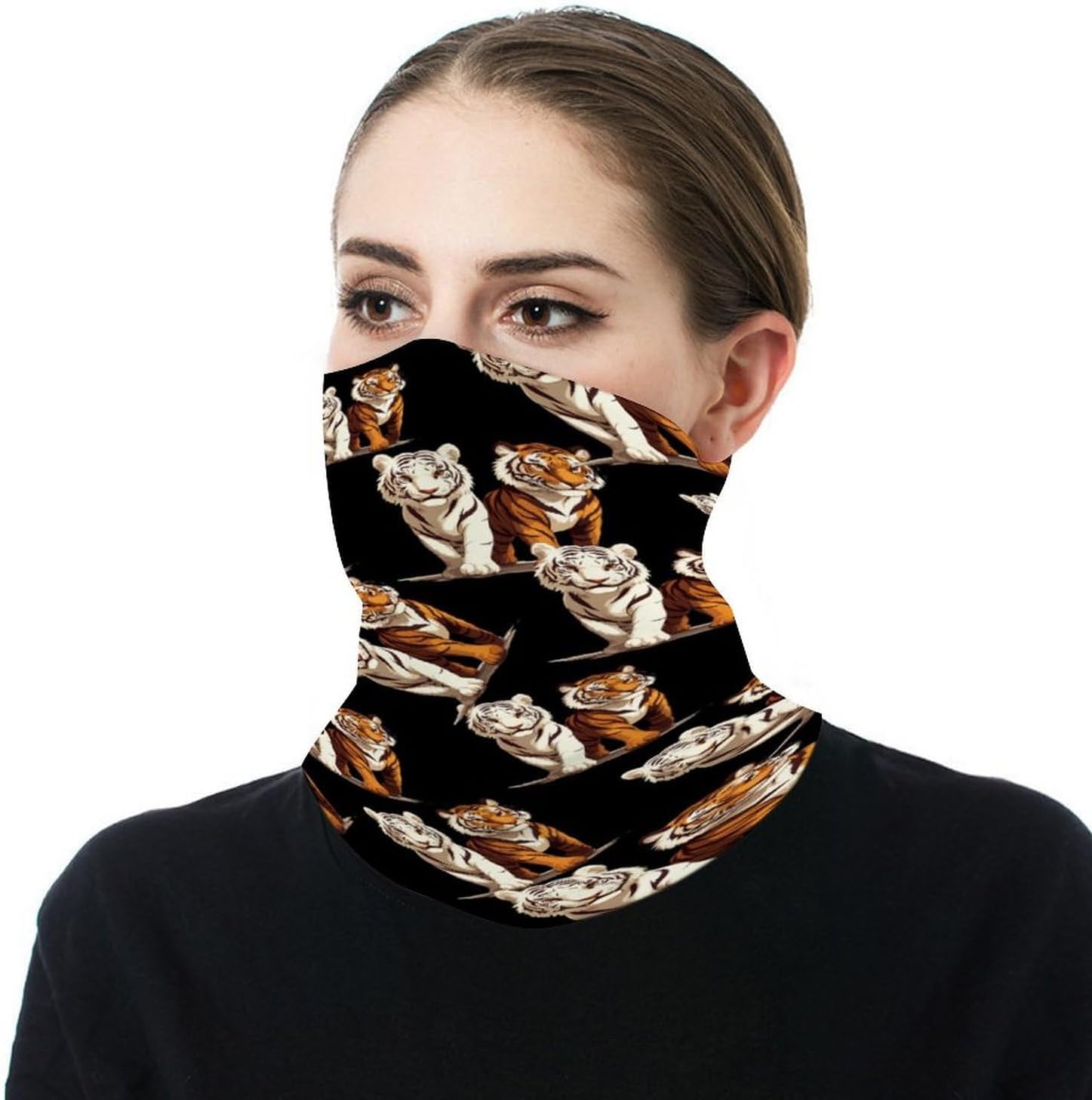 Funny Tiger Face Cover Neck Gaiters for Men Women Sun Protection Mask Scarf Hiking Bandana