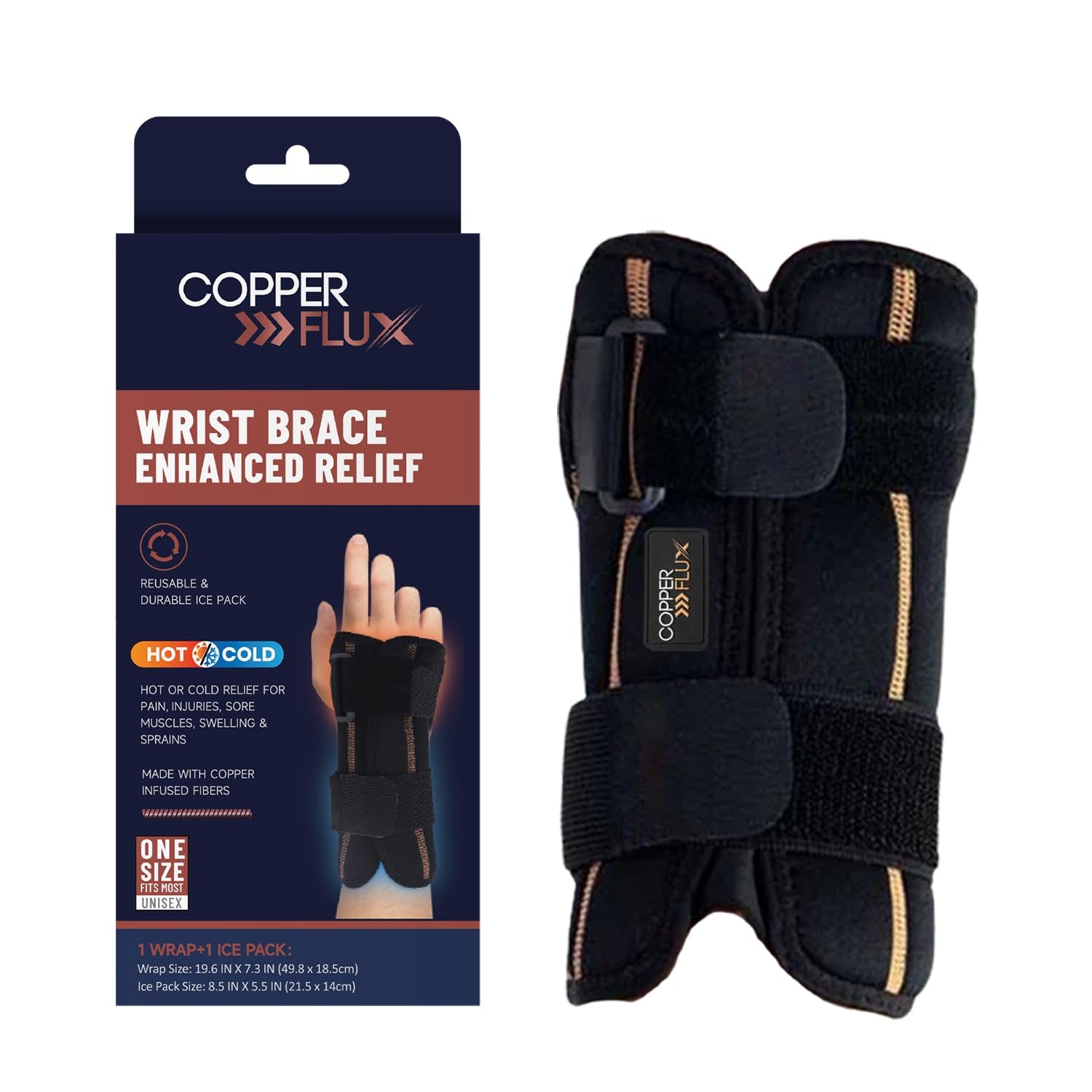 Wrist Brace with Hot/Cold Therapy Copper Infused
