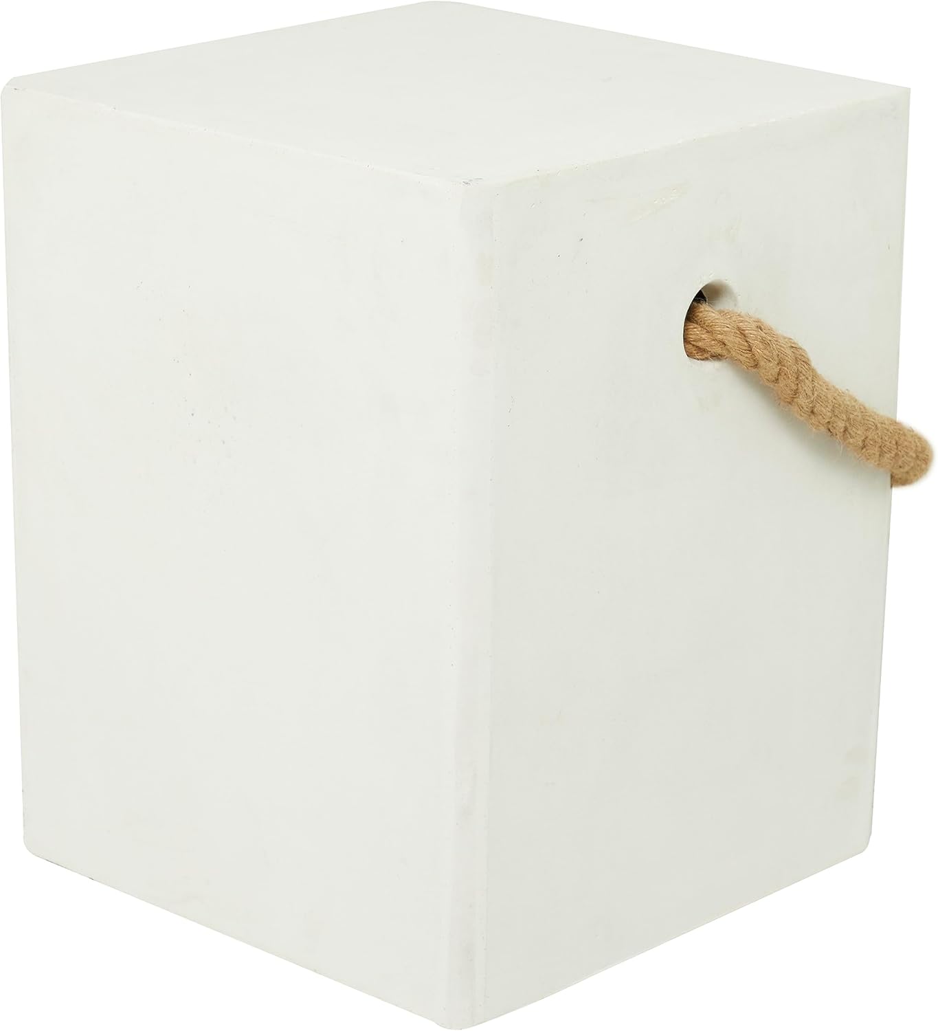 Deco 79 Magnesium Oxide Lightweight Outdoor Accent Table with Rope Handle, 15" x 15" x 18", White