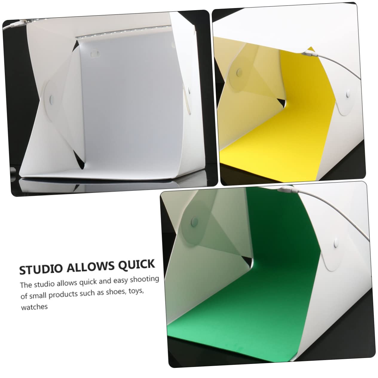 Mini Boîte Photo Pliable Abs Blanche à LED Double, 6 Couleurs