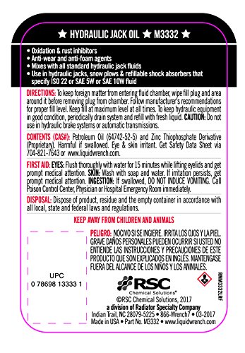 Liquid Wrench M3332-12Pk Hydraulic Jack Oil - 32 Oz, (Case Of 12) #TOP2