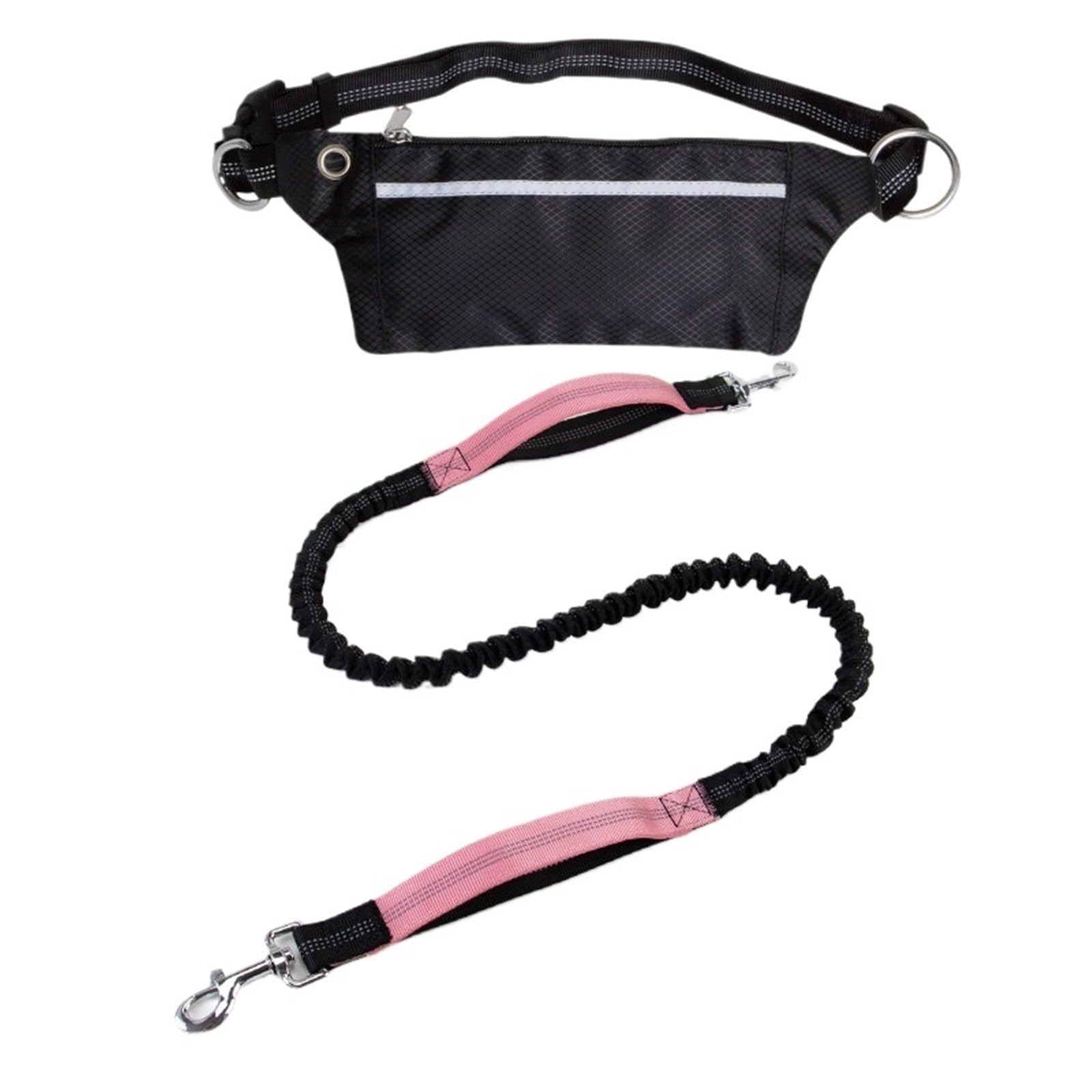 Ceinture de Traction pour Chien Corde rétractable for Chien de Taille Moyenne et Grande, avec élastiques Pochette zippée(Pink)