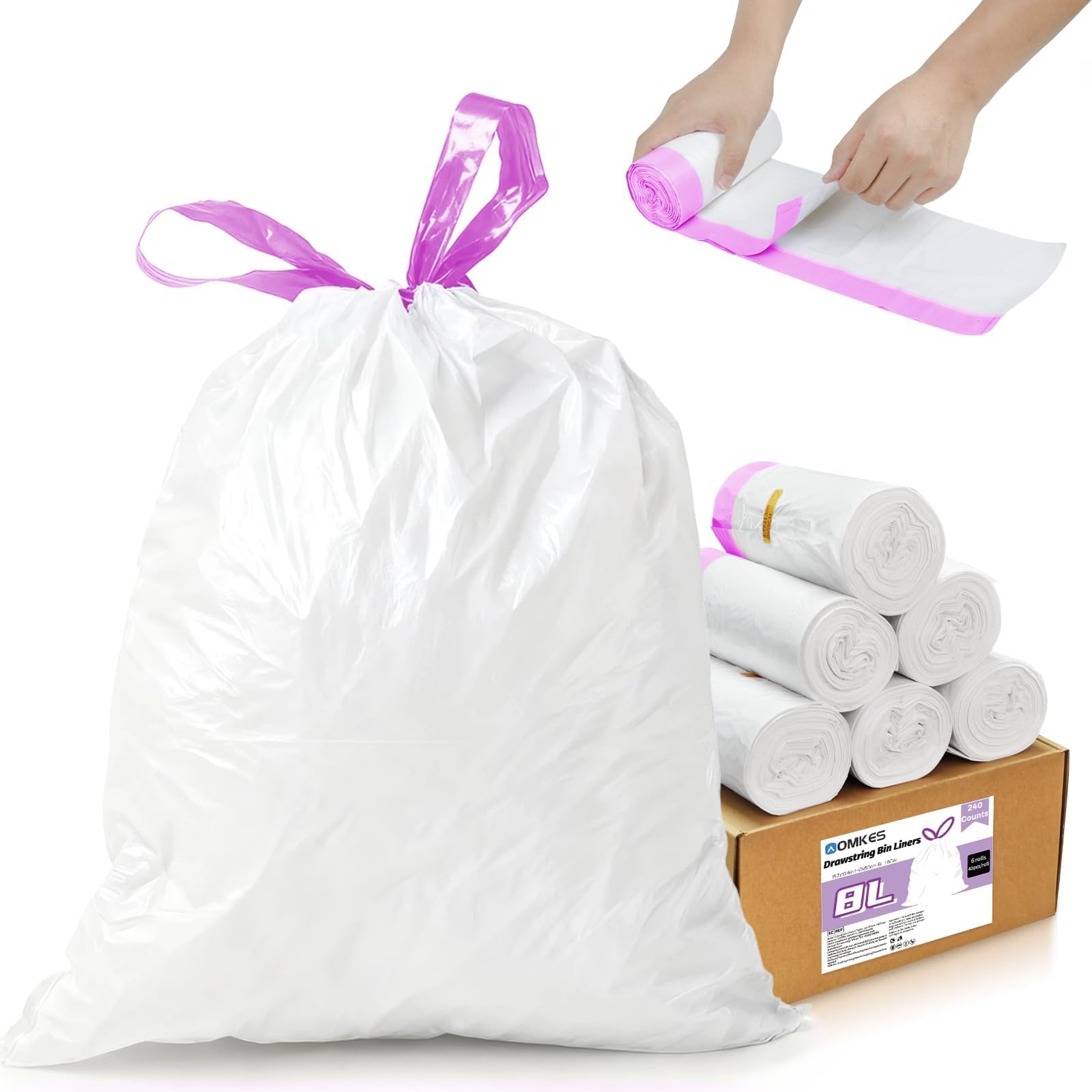 Sac poubelle à pédale 8 litres cordon de serrage résistant cuisine salle de bain