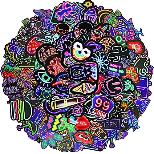 100 Neon Sticker Pack Waterproof Stickers Notebook Stickers Skateboard Stickers Water Bottle Stickers Vinyl Stickers Teen Stickers Kids Stickers