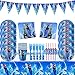 Vajilla de Fiesta Frozen Cumpleaños Elsa Juego de fiesta de cumpleaños Decoración para niñas decoraciones de cumpleaños, suministros de vajilla de suministros de fiesta para 10 invitados