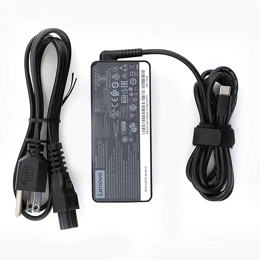 Lenovo Original 65W 20V 3.25A Standard USB Type-C, Compatible with ThinkPad USB-C, Black
