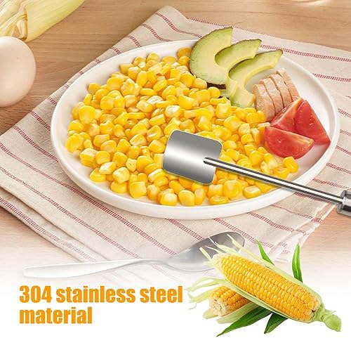 Miniatura 2 de Pelador de maíz para pelar maíz en la mazorca, herramienta para pelar maíz de acero inoxidable de mango largo 2025, herramientas de eliminación
