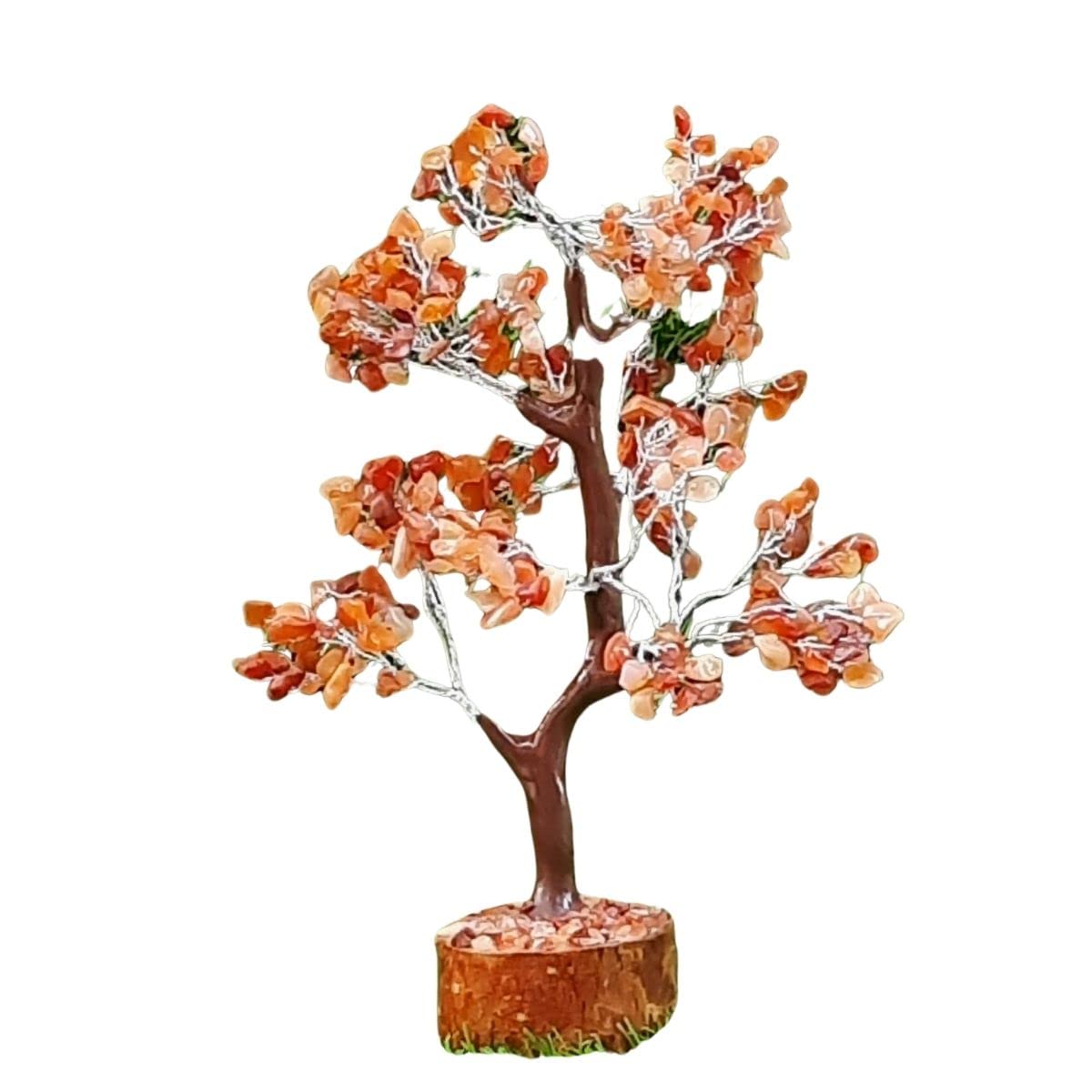 Natural Tree Chips Beads Crystal Crown Chakra Stone for Reiki Healing and Vastu, Purple Semi Precious Gemstone Golden Tree for Table Home Decor (Red Carnelian Silver, 300 Bead)-image-34