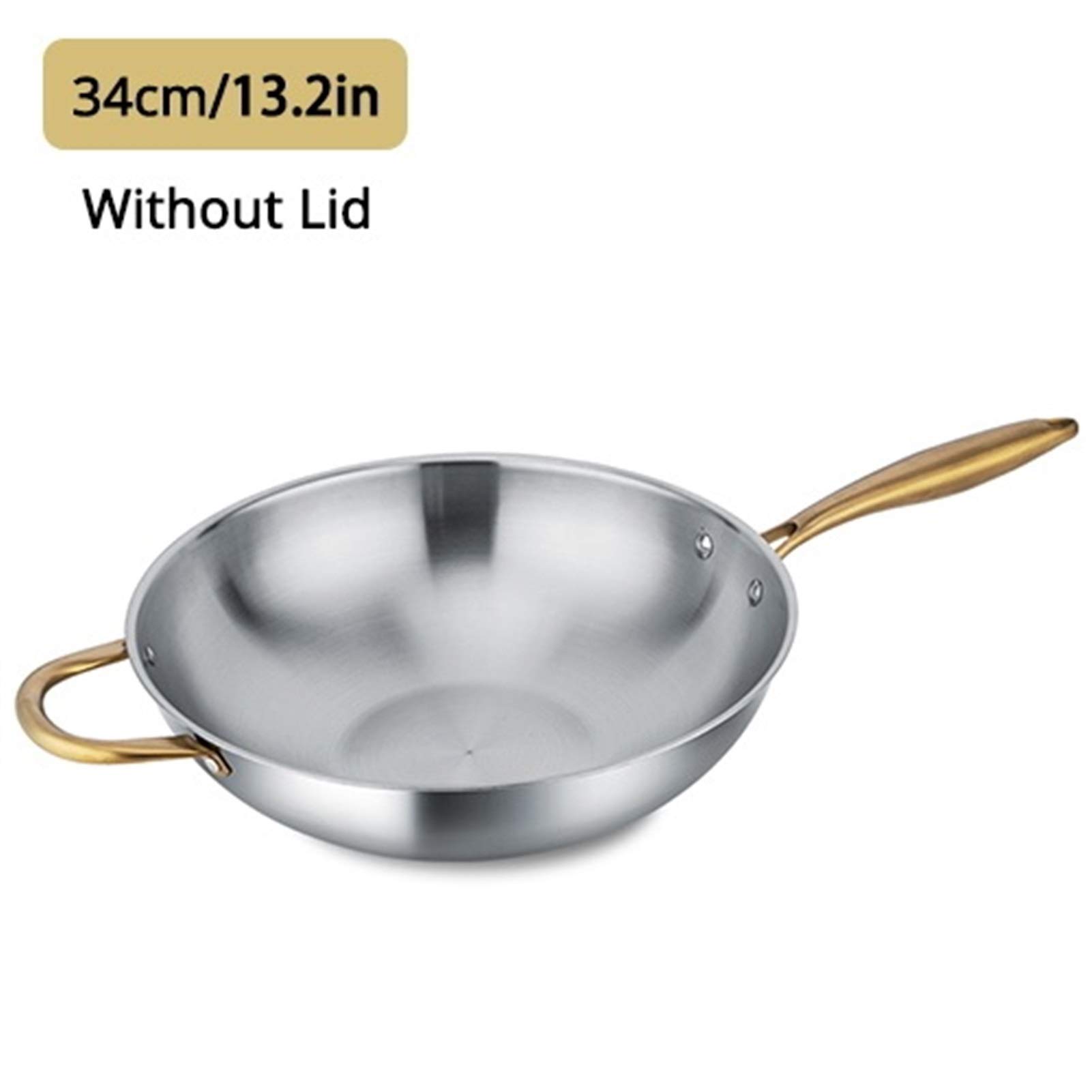 ZXFDMSWJ Wok Antiadherente Acero Inoxidable 304 Hogar Sin Recubrimiento Menos Humo Cocina De Inducción Multifunción Gas para Cocinar Sartén (Color : Wok 34)