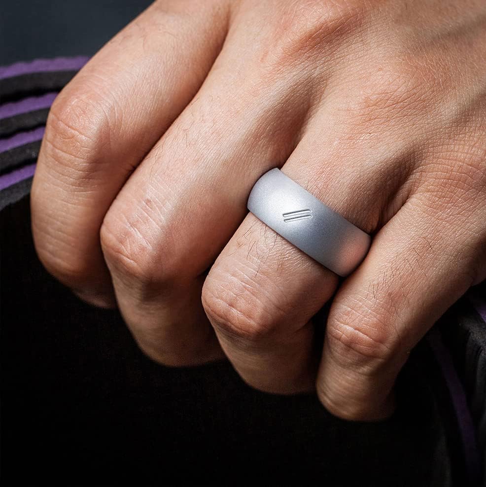 ThunderFit Silicone Wedding Ring for Men, Rubber Wedding Band 8.7mm Wide 2.5mm Thick - Image 2