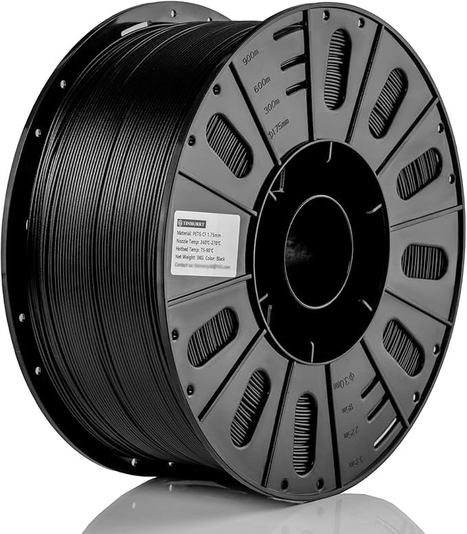 TINMORRY PETG-CF Filament 1.75mm, Carbon Fibre Reinforced, 3kg, Black