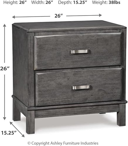 Miniatura 3 de Signature Design by Ashley Caitbrook - Mesita de noche contemporánea de 2 cajones con construcción de cola de milano, 26 pulgadas de alto, gris