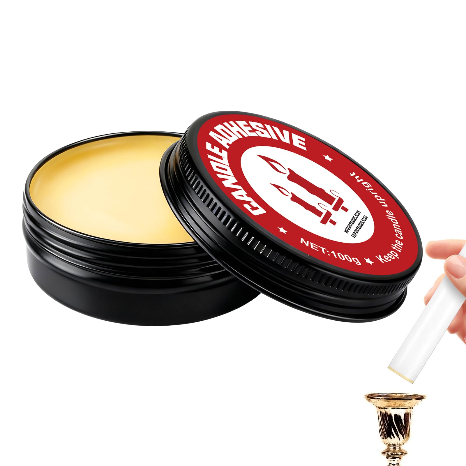 Candle Adhesive, Candles Glue to Hold Candles in Place for Candlestick, Candle Putty for Multiple Sizes of Glass and Metal Candlesticks, 100g (B)