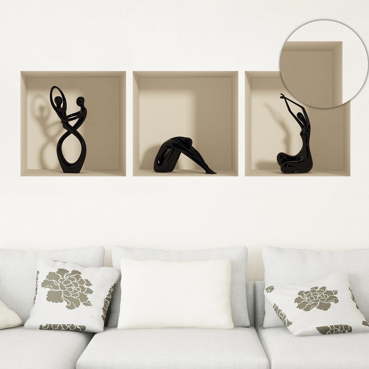 Stickers adhésifs 3D | Sticker Mural Autocollant Statues - Stickers muraux Chambre Adulte - Stickers muraux 3D - Decoration Murale Salon - Autocollants muraux Trompe l'oeil Statues| 30x90cm