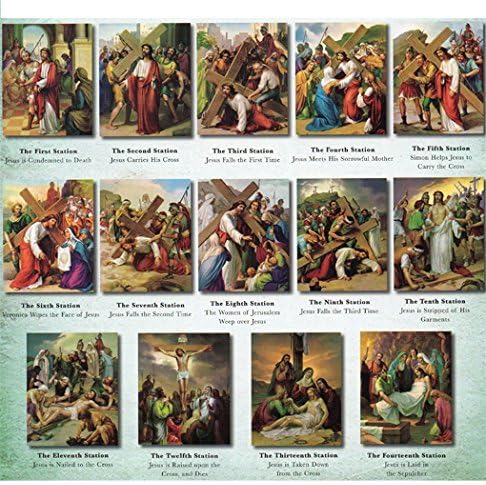 Miniatura 2 de Estaciones de regalos religiosos católicos de la cruz ilustrado cartulina 14 juego de imágenes 8 pulgadas