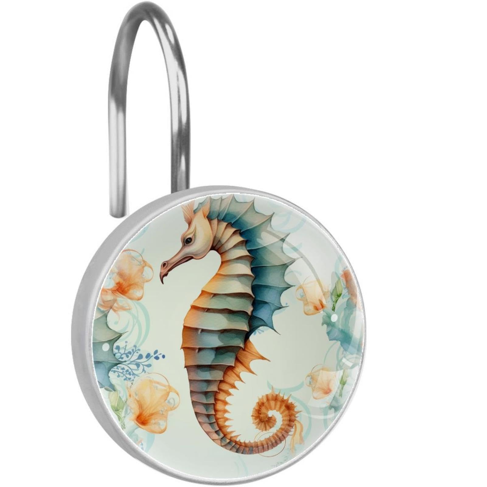 Crochets rideau de douche vintage hippocampe en verre cristal pour décoration de salle de bain