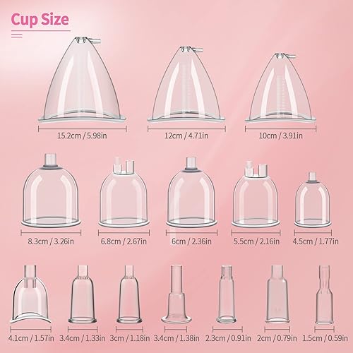 Miniatura 7 de Beauty Star - Máquina de terapia de vacío, máquina de ventosas multifuncional de succión ajustable (0-70 cmHg) con 30 tazas y 3 bombas (tazas