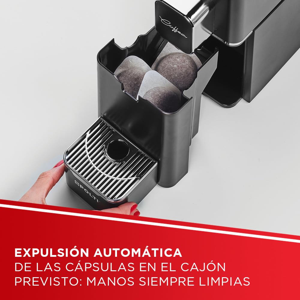 Polti Coffea S15B Máquina de Café Espresso, Compatible con Monodosis E.S.E. de 44 mm, Depósito de 0,85 L, Presión de Bomba de 19 bares, Color Negro