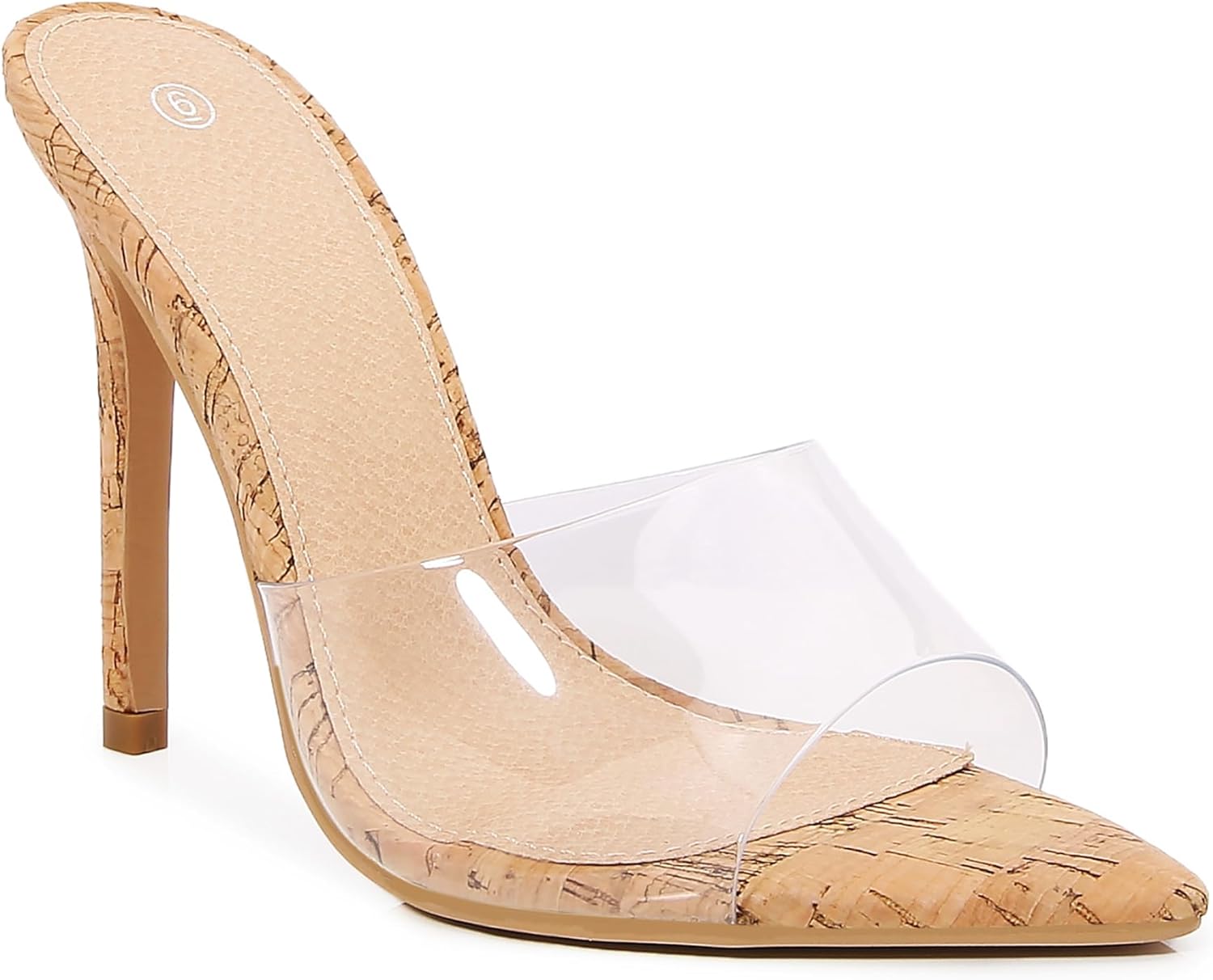 Women Clear Pointed Toe Sandals Stiletto Heels Transparent Strap High Heels Slip on Mules for Women