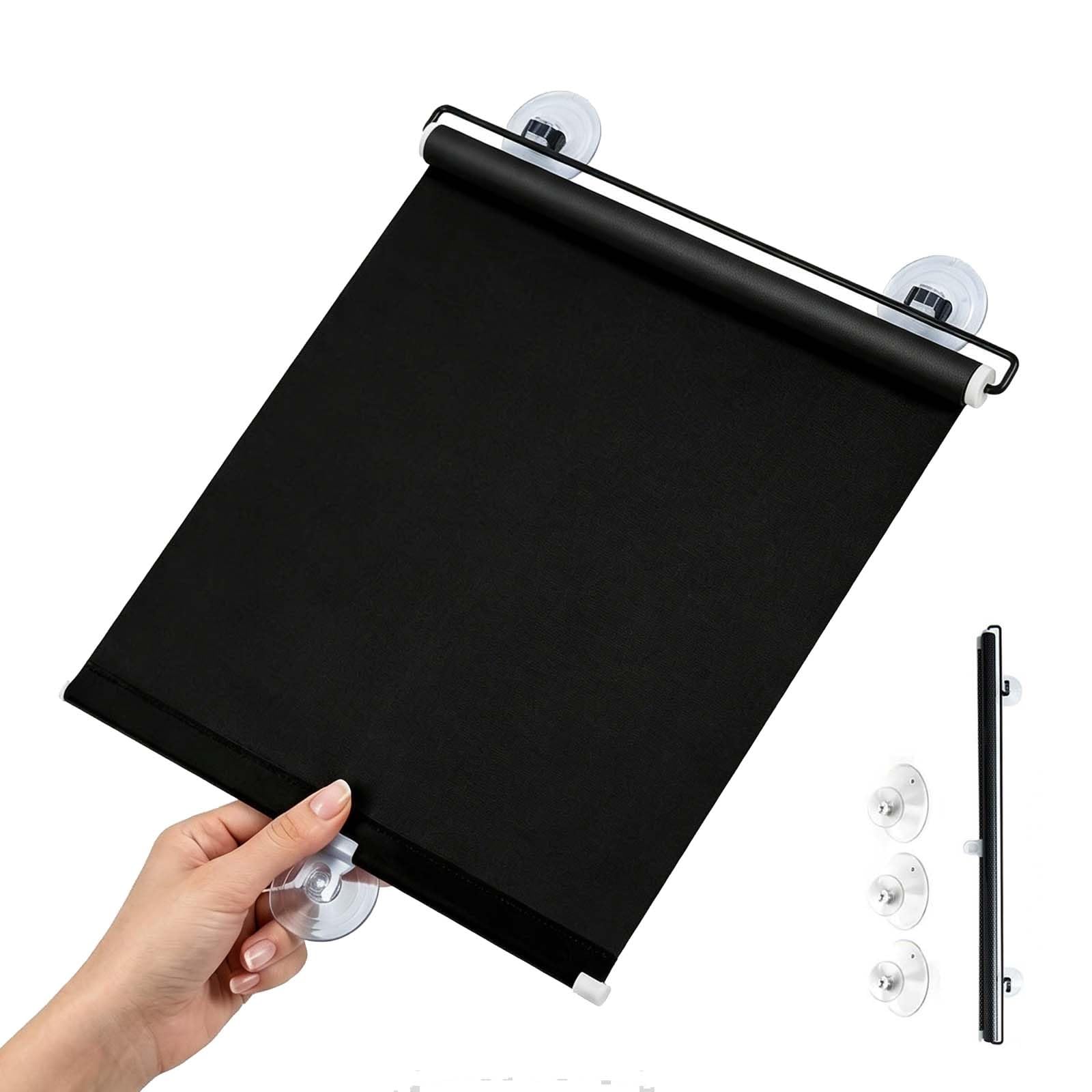 Rollo Ohne Bohren，Saugnapf-Rollladen, Verdunkelungsrollo Breite 30 35 40 45 50 55 60 65 70 80cm Einziehbarer Sichtschutz Temporäre Jalousien Für Fenster Büro Auto(Schwarz,W80xH175cm)
