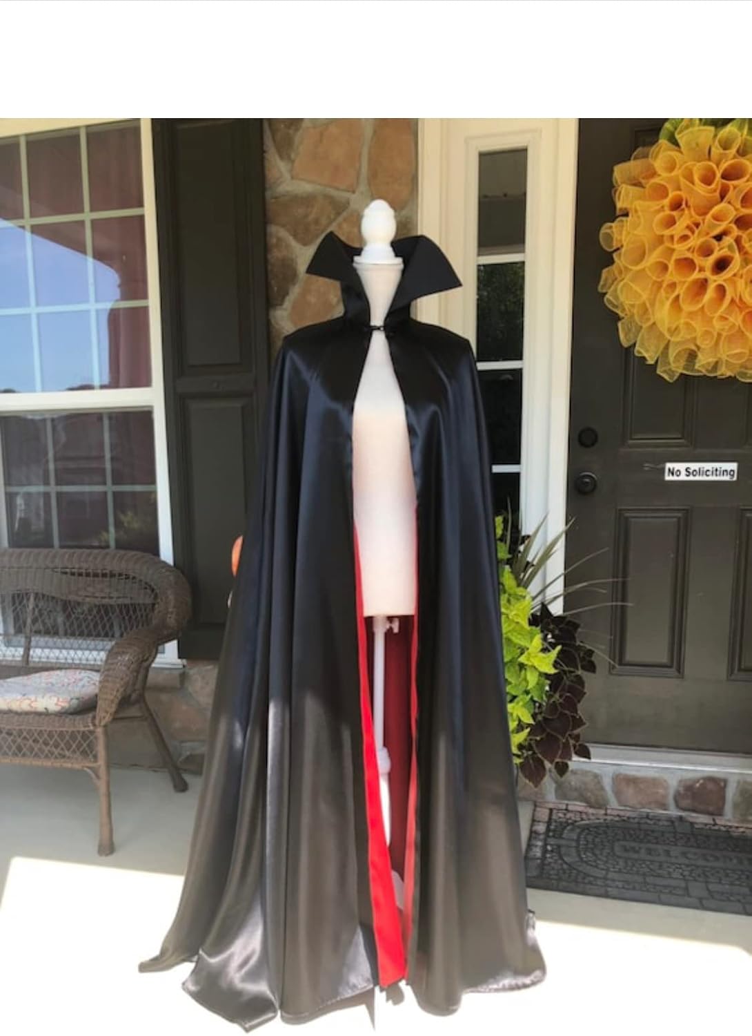 Miniatura 2 de Disfraz de Drácula de vampiro de Halloween Capa roja y negra Capa de satén para adultos Talla única 100 hecho a mano en Estados Unidos