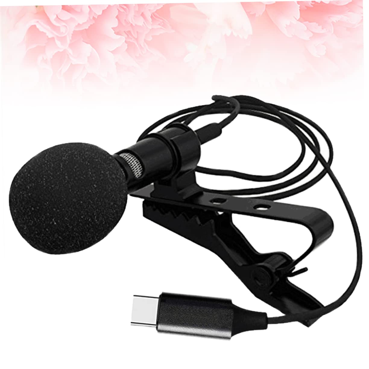 KOMBIUDA Mini Lavalier Microphone Wired Condenser Clip Mic for Smartphones Active Sound Collection for Vlogs Live Streaming and Gaming Includes PU Bag Black
