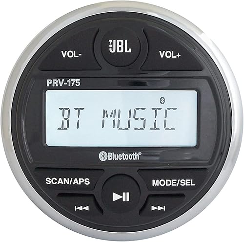 Miniatura 2 de Paquete de receptor de radio marino Bluetooth USB estilo calibre con control remoto, 4 altavoces marinos negros de 6.5 de 2 vías de 225 W, interfaz