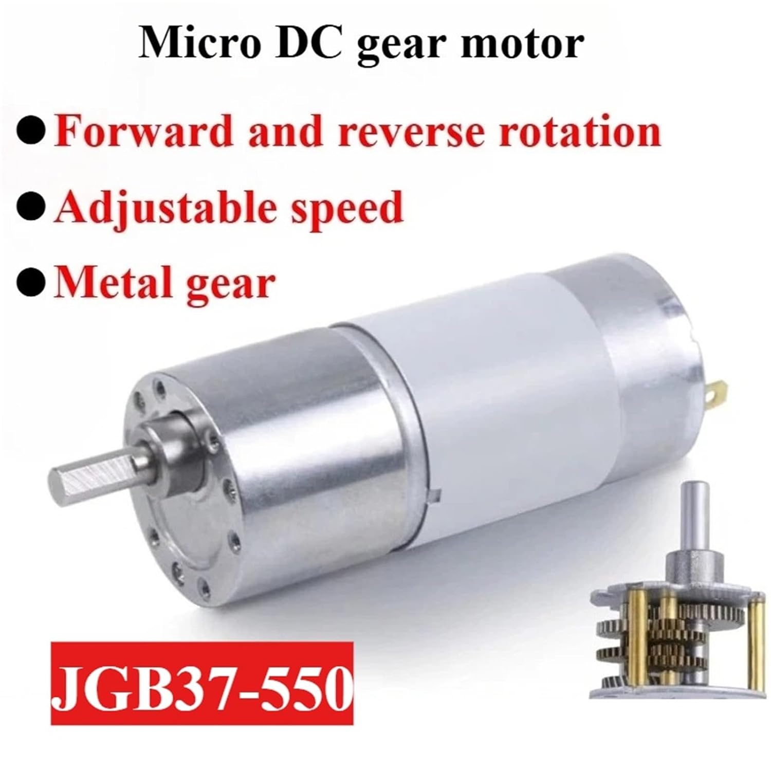 1pcs 37-550 DC Speed Motor D Shaft Large Torque Positive and Negative Rotation Speed can be 12V Miniature Eccentric Shaft Motor(61rpm)