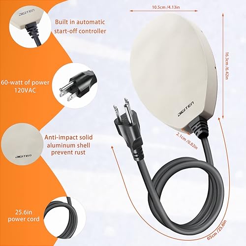 Miniatura 2 de DIGITEN Birdbath - Calentador de baño para pájaros para exteriores en invierno descongelador con calentador de agua de pollo controlado