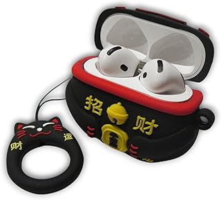 جراب حماية سيليكون بتصميم غطاء مقاوم للغبار لسماعات الأذن مع سلسلة مفاتيح بطابع ديزني لجهاز ايربودز برو الجيل الثاني (قطة سوداء)