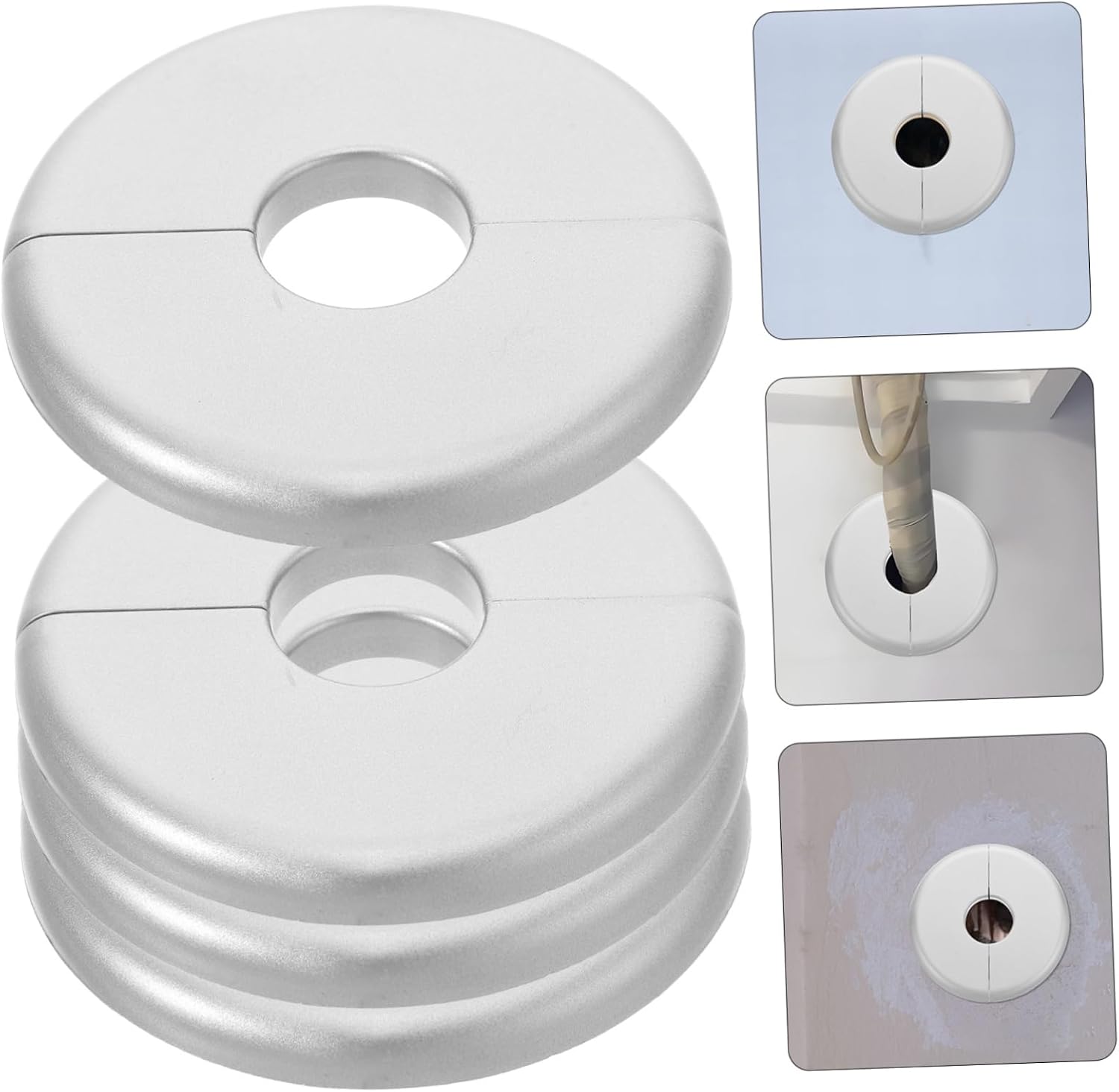 LABRIMP 4pcs Wall Decorative Cover Round Escutcheon Plate for Concealing Water Pipe Toilet Drain and Wall Flaws Easy Peel and Stick Installation